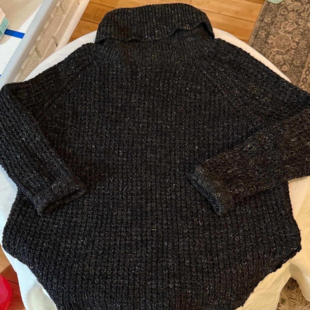 Free People Wool Blend Navy Knit Turtleneck Sweater